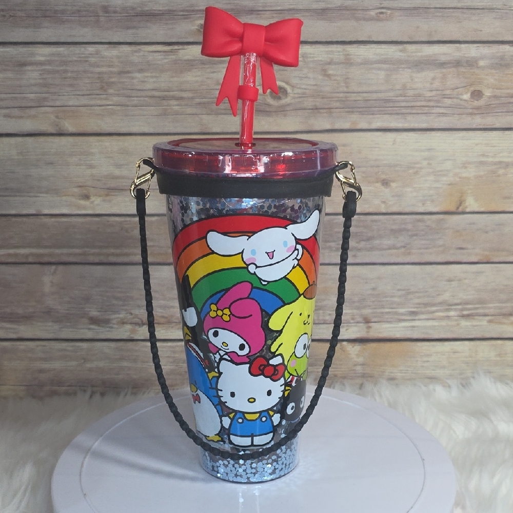 Sanrio Multicolor Character Cup with Red Bow Straw